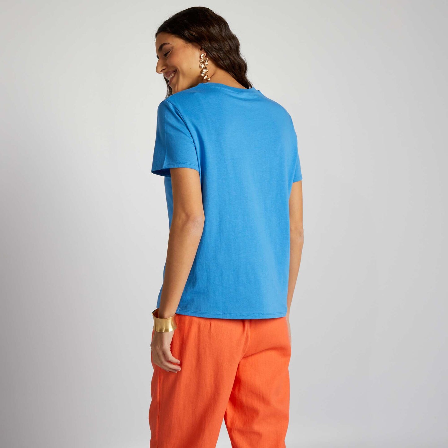 Plain jersey T-shirt BLUE