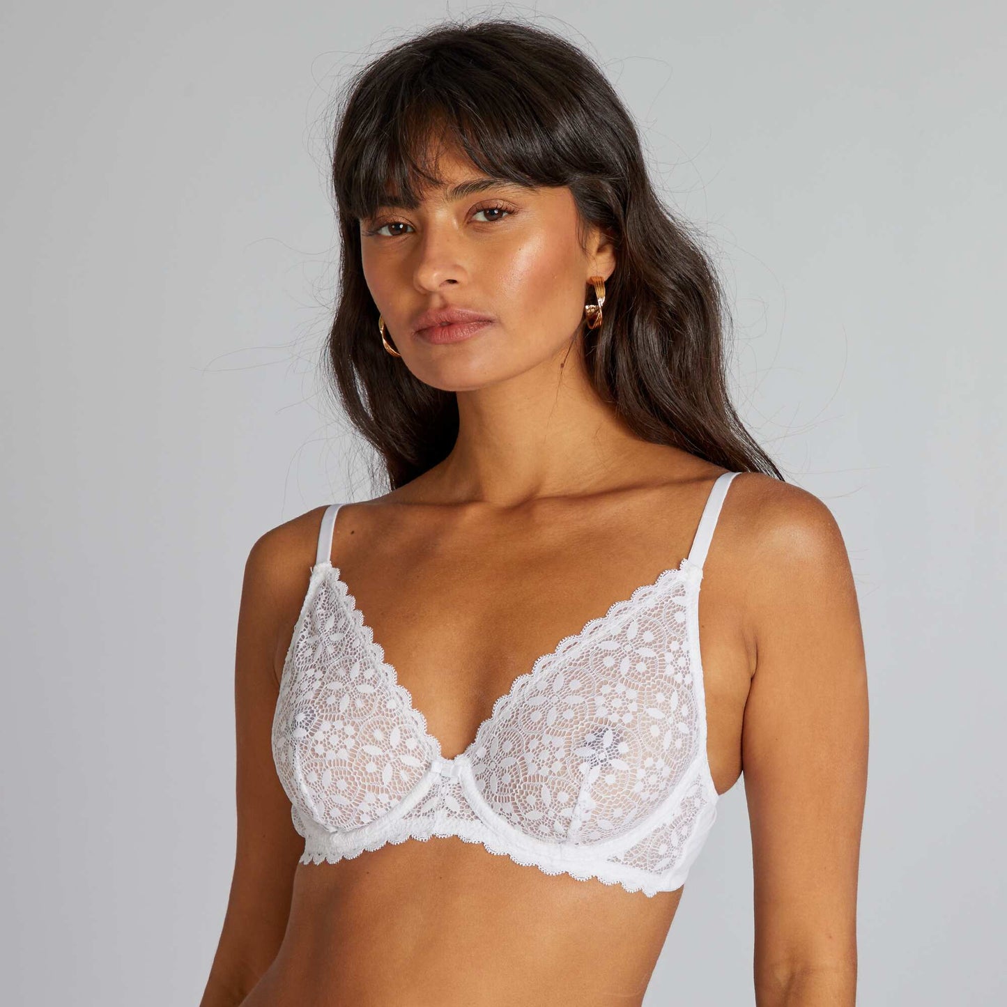 Lace demi-cup bra WHITE