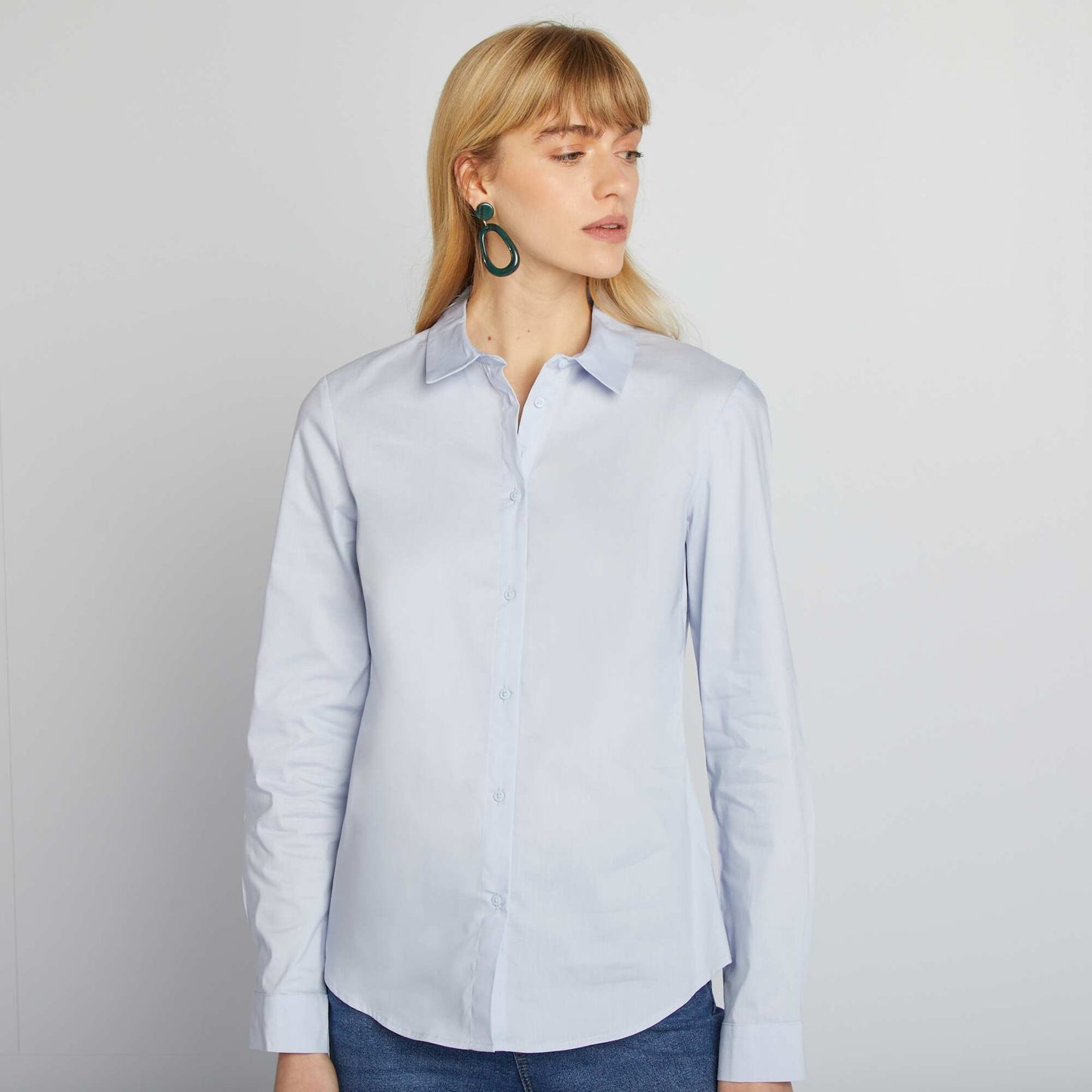 Fitted Italian Collar Shirt BLUE