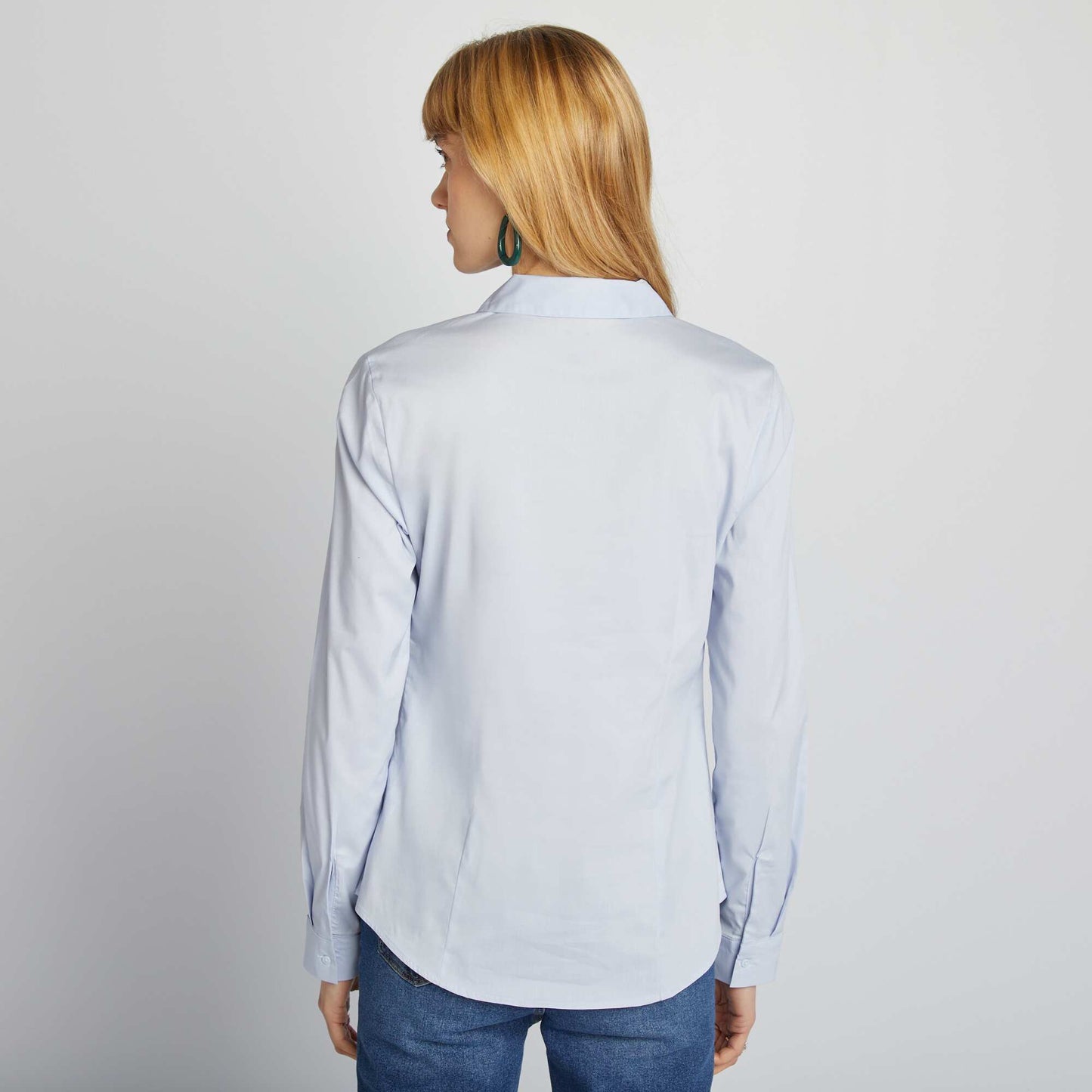 Fitted Italian Collar Shirt BLUE