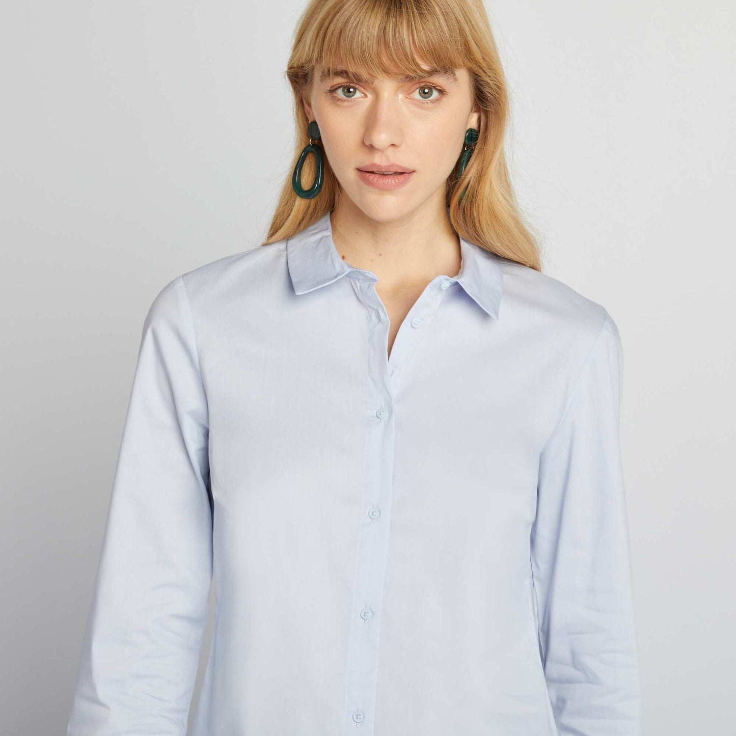 Fitted Italian Collar Shirt BLUE