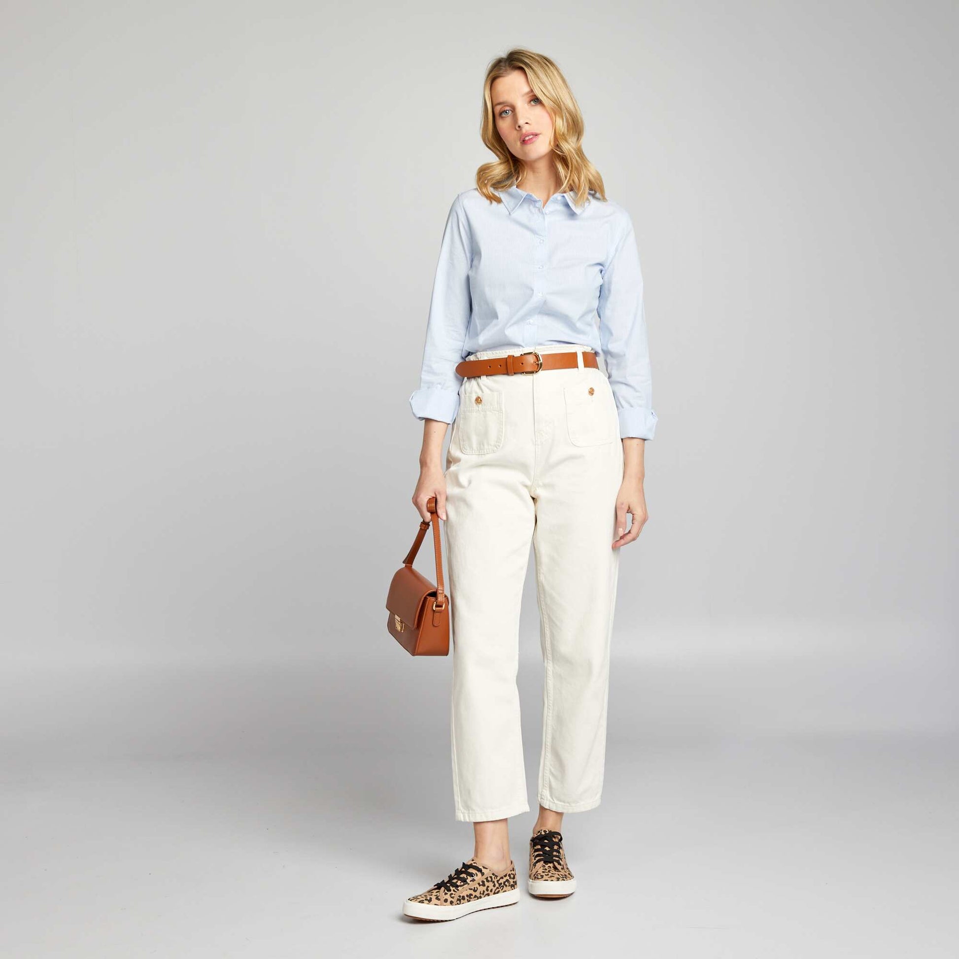 Fitted shirt with Italian collar BLUE