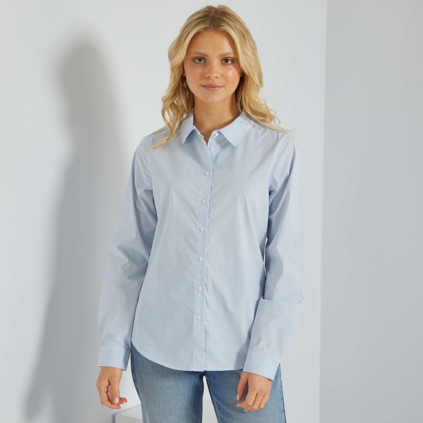 Fitted shirt with Italian collar BLUE