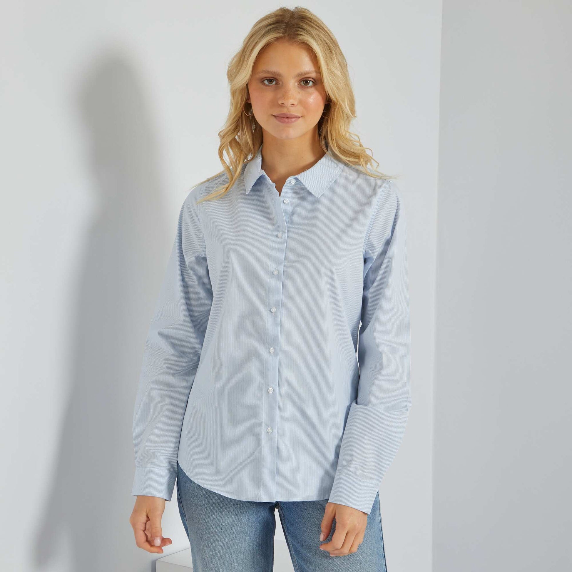 Fitted shirt with Italian collar BLUE