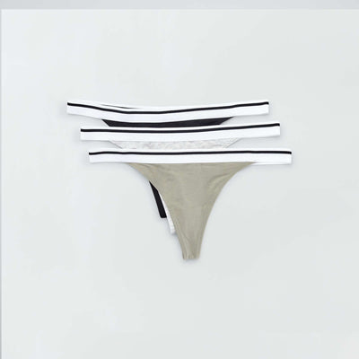 3-Pack Cotton Thongs GREY