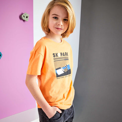 Jersey T-shirt with Print ORANGE