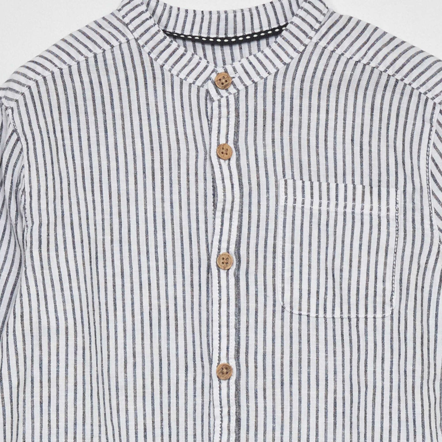 Linen shirt with mandarin collar BLUE