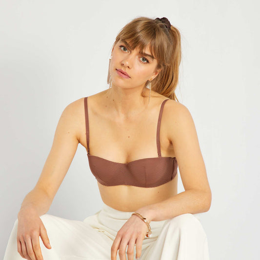 Bra with detachable straps BROWN