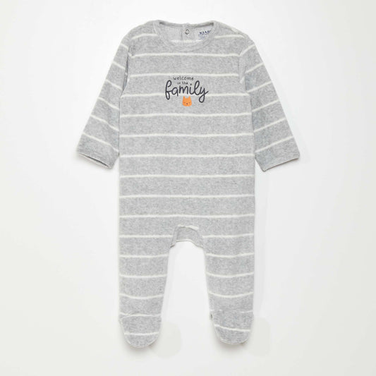 Velour sleepsuit GREY