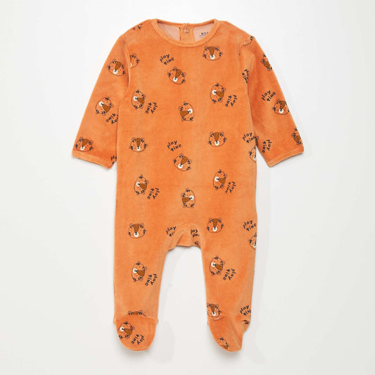 Velour sleepsuit ORANGE