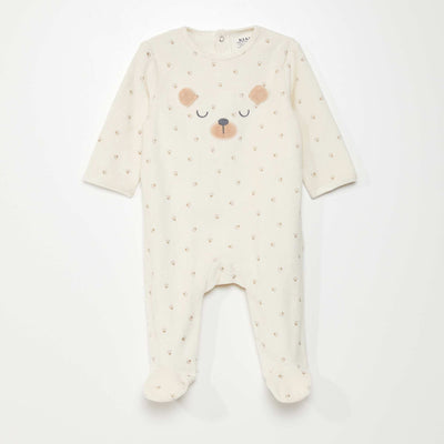 Velour sleepsuit BEIGE