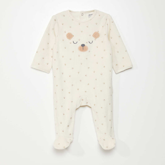 Velour sleepsuit BEIGE