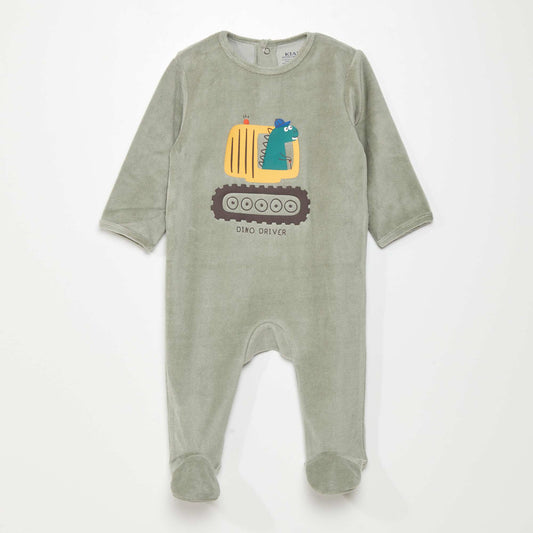 Velour sleepsuit KHAKI