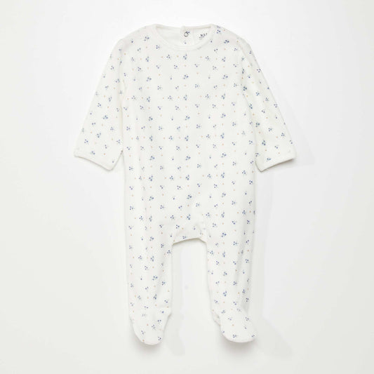 Velour sleepsuit WHITE