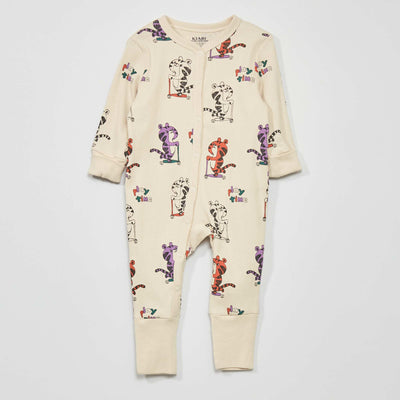 Ribbed printed sleepsuit BEIGE
