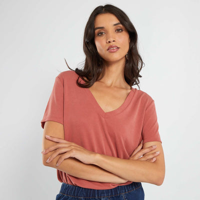 Soft fabric short-sleeved T-shirt RED