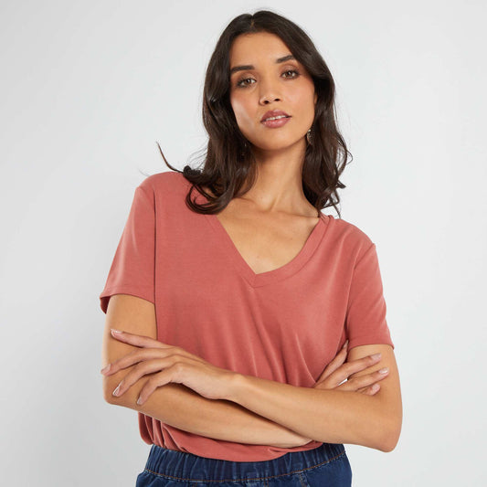 Soft fabric short-sleeved T-shirt RED