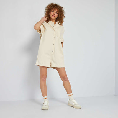 Flowing cotton playsuit BEIGE