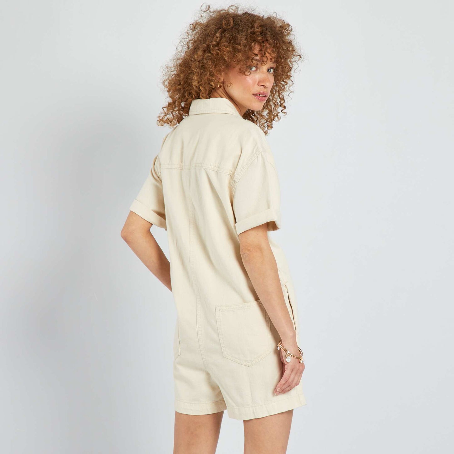 Flowing cotton playsuit BEIGE