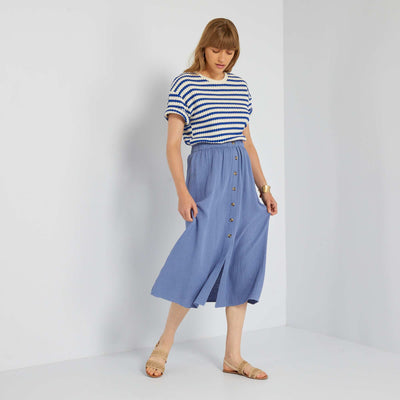 Cotton gauze midi skirt BLUE COLON