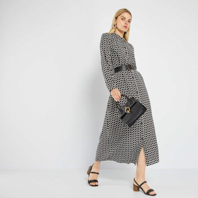 Long printed shirt dress ME_GEOM