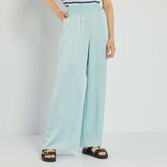 Wide-leg satin trousers BLUE