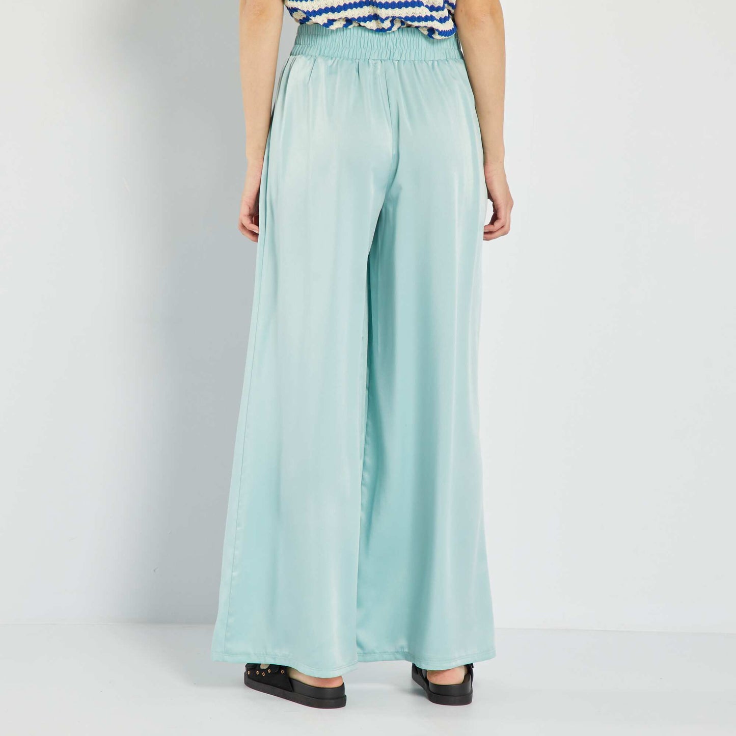 Wide-leg satin trousers BLUE