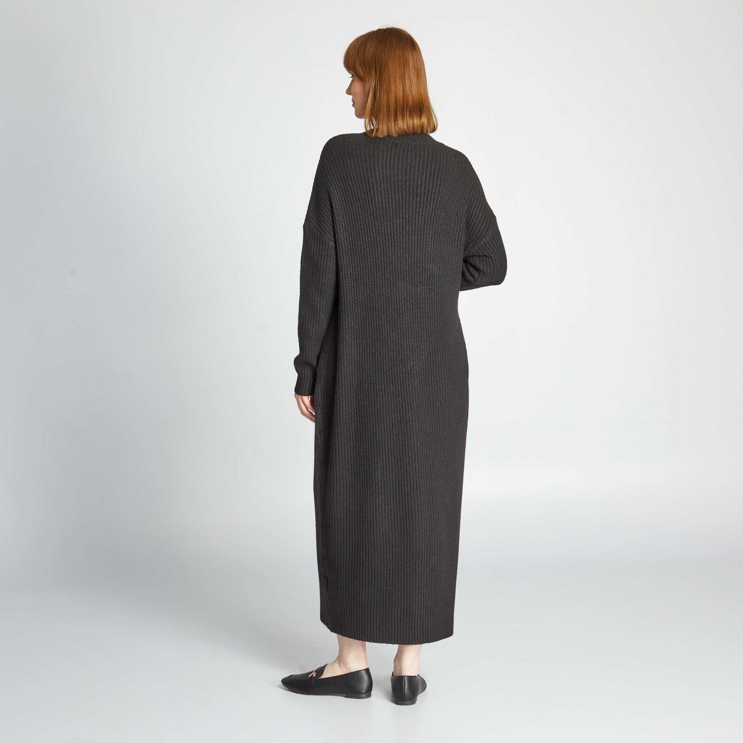 Ribbed oversized long dress BLACK