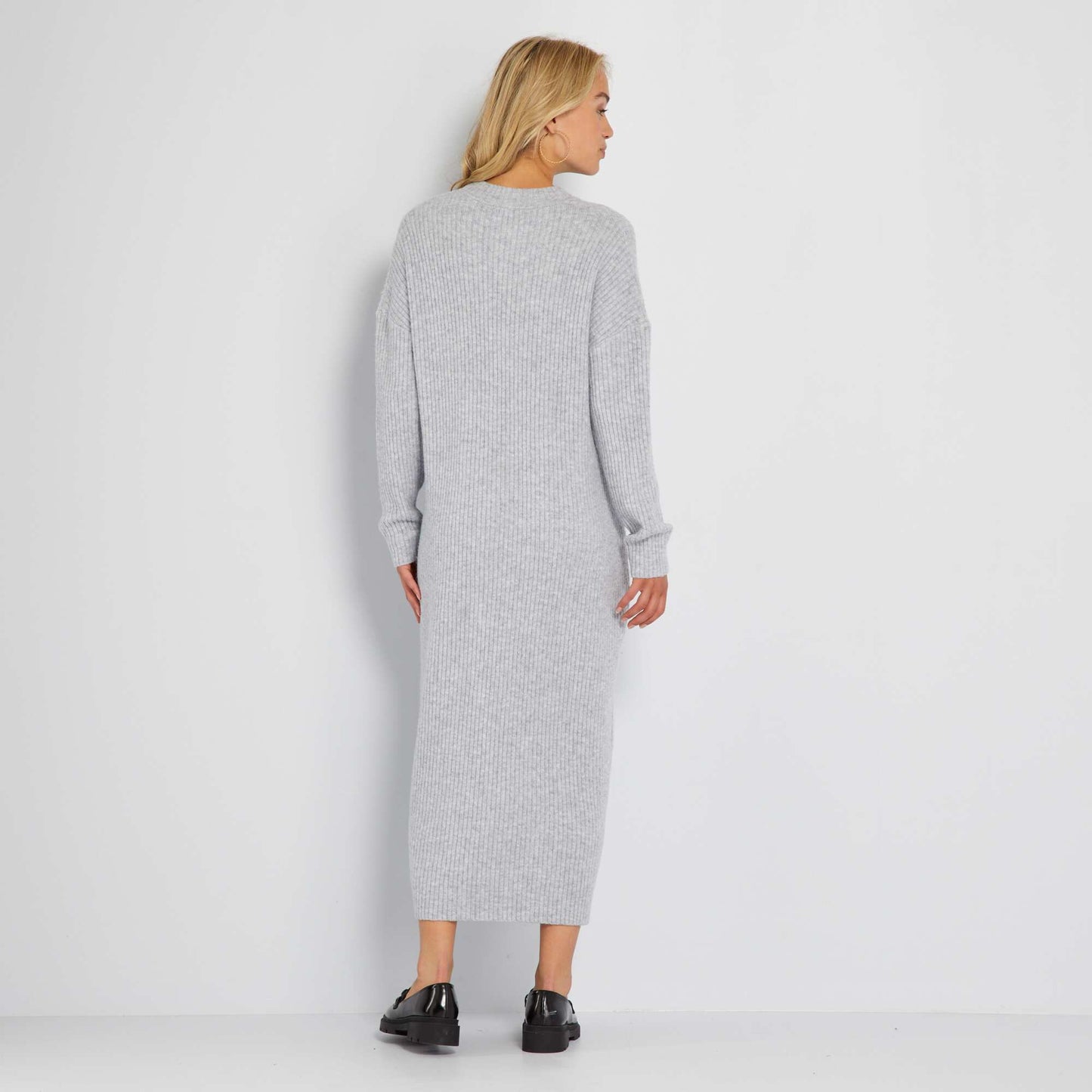 Ribbed oversized long dress GREY