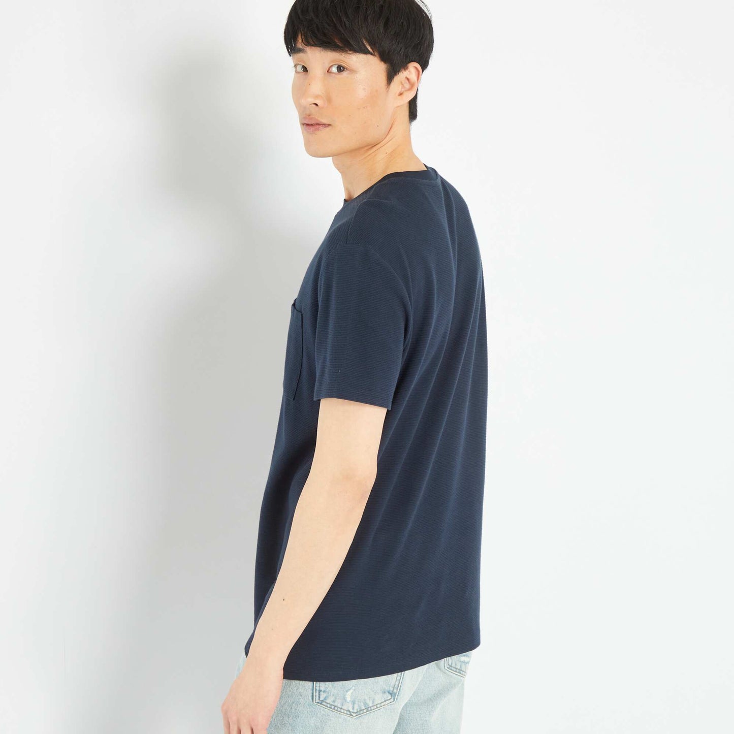 Striped jacquard T-shirt BLUE