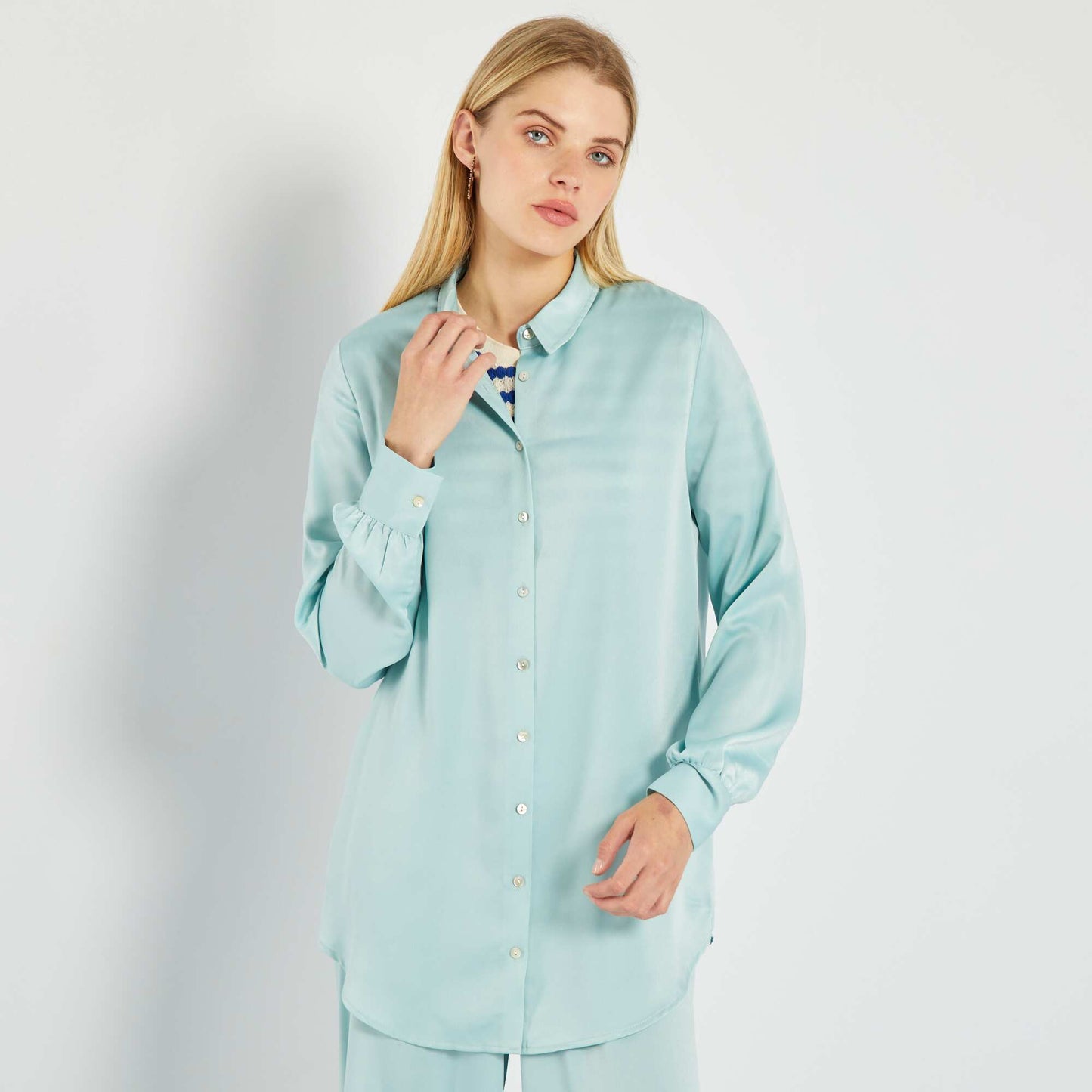 Satin-feel blouse BLUE