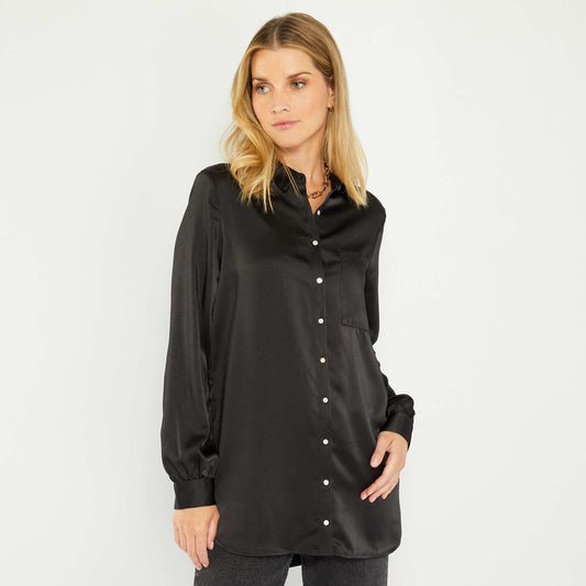 Satin-feel blouse BLACK