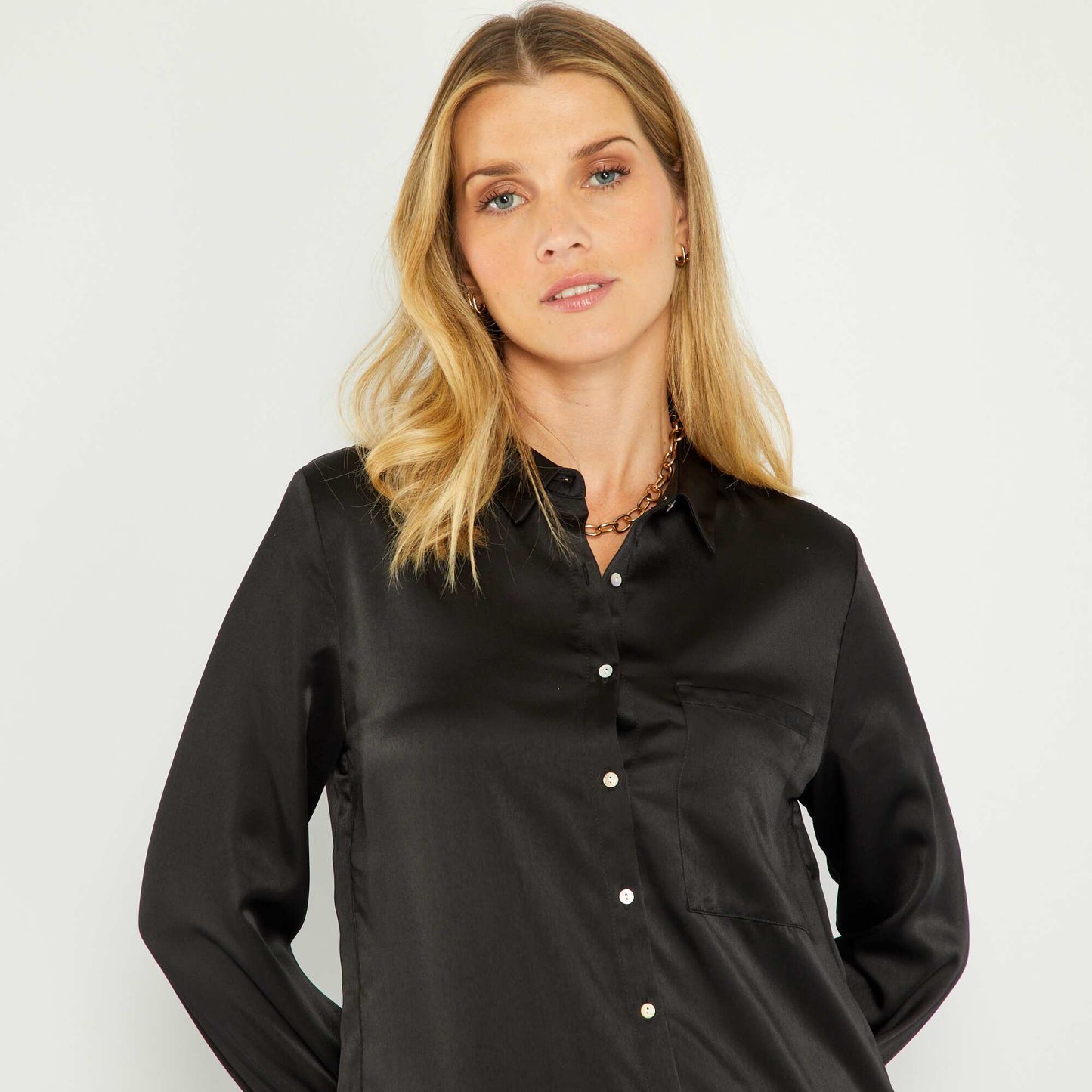 Satin-feel blouse BLACK