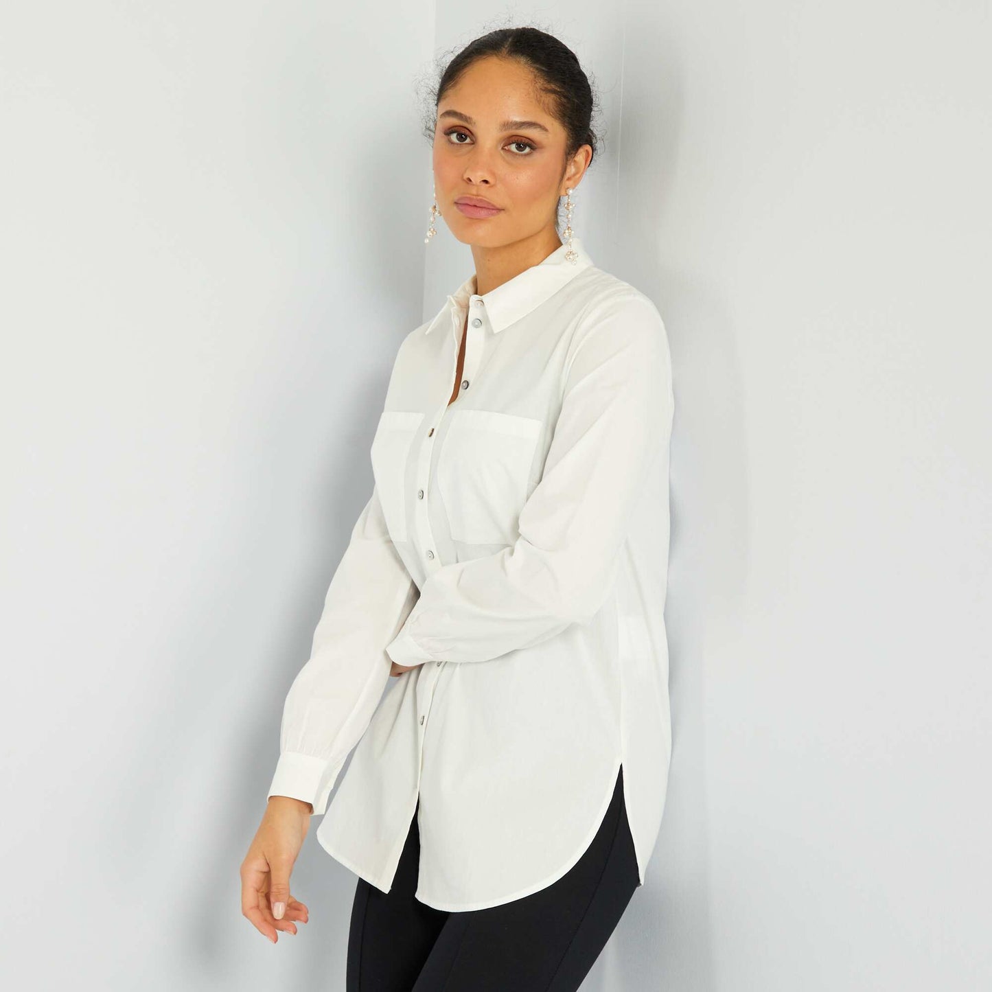 Poplin straight-cut shirt ME_WHITE