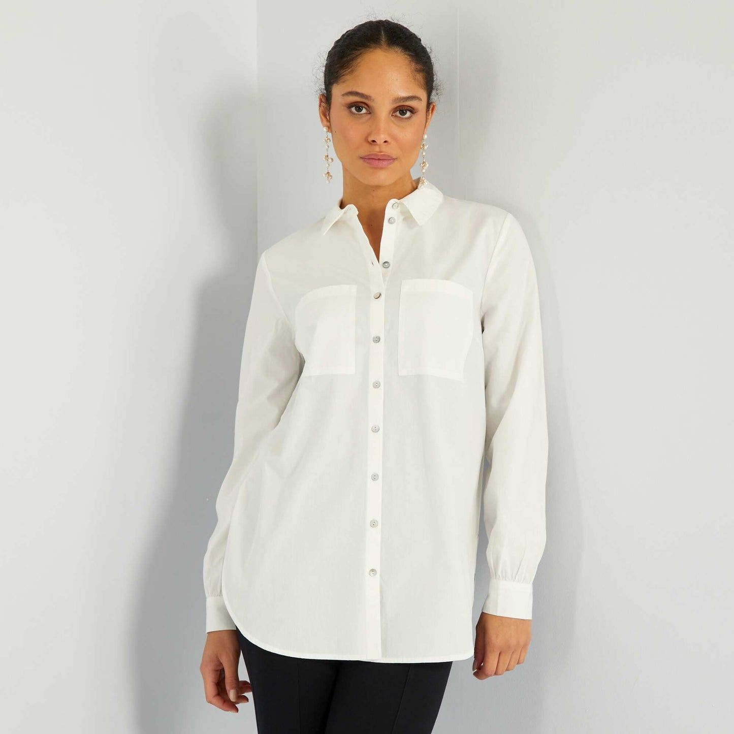 Poplin straight-cut shirt ME_WHITE