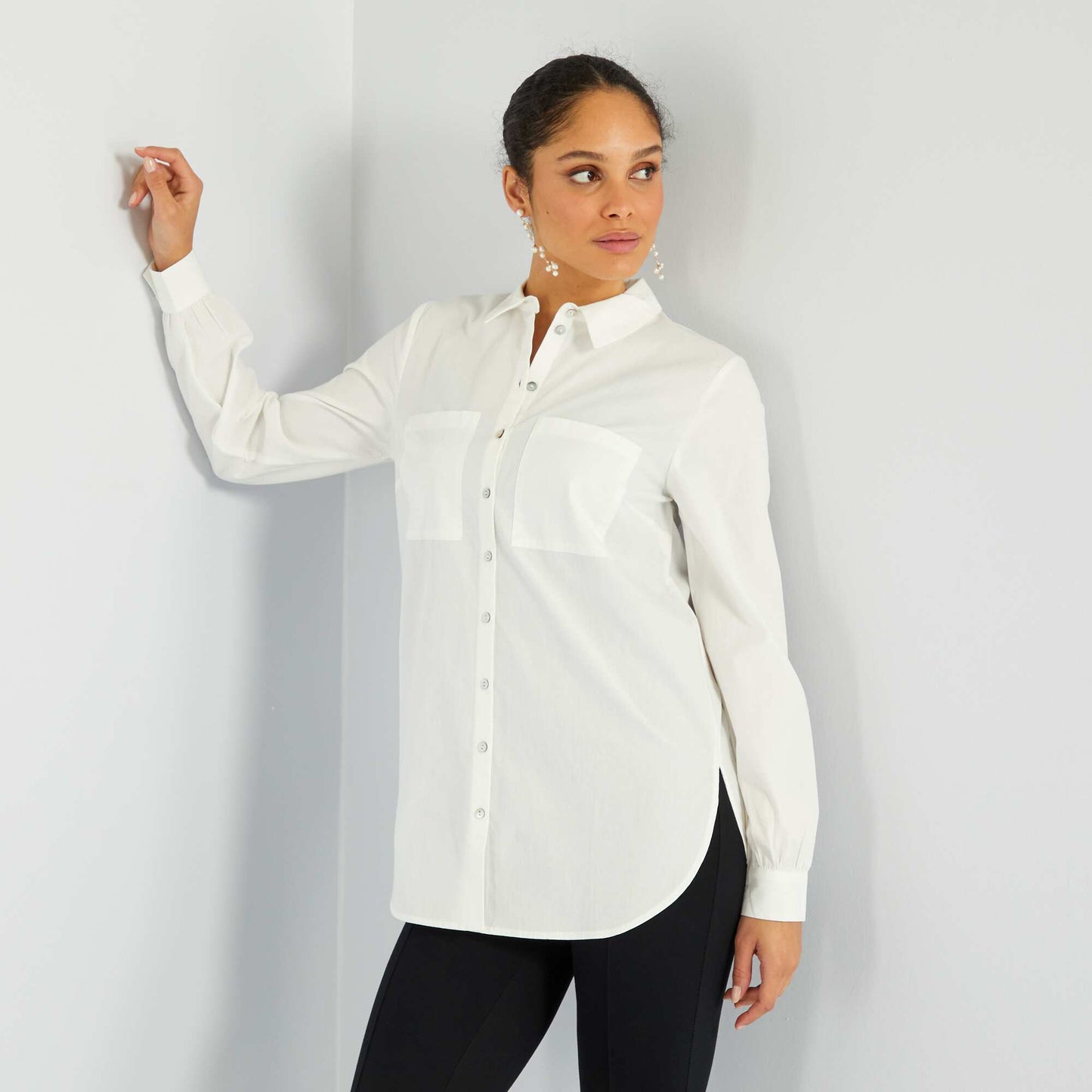 Poplin straight-cut shirt ME_WHITE