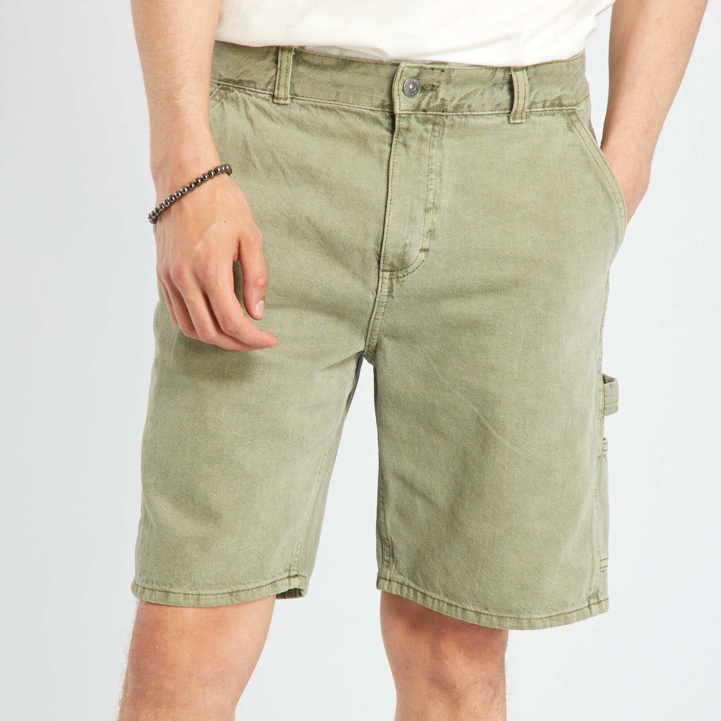 Denim Bermuda shorts lichen green