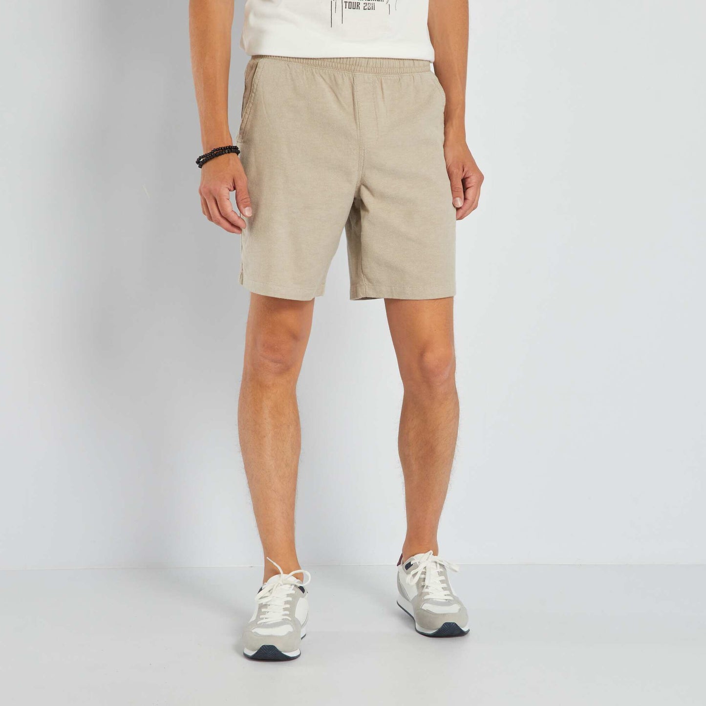 Plain Bermuda shorts with elasticated waist BEIGE SW