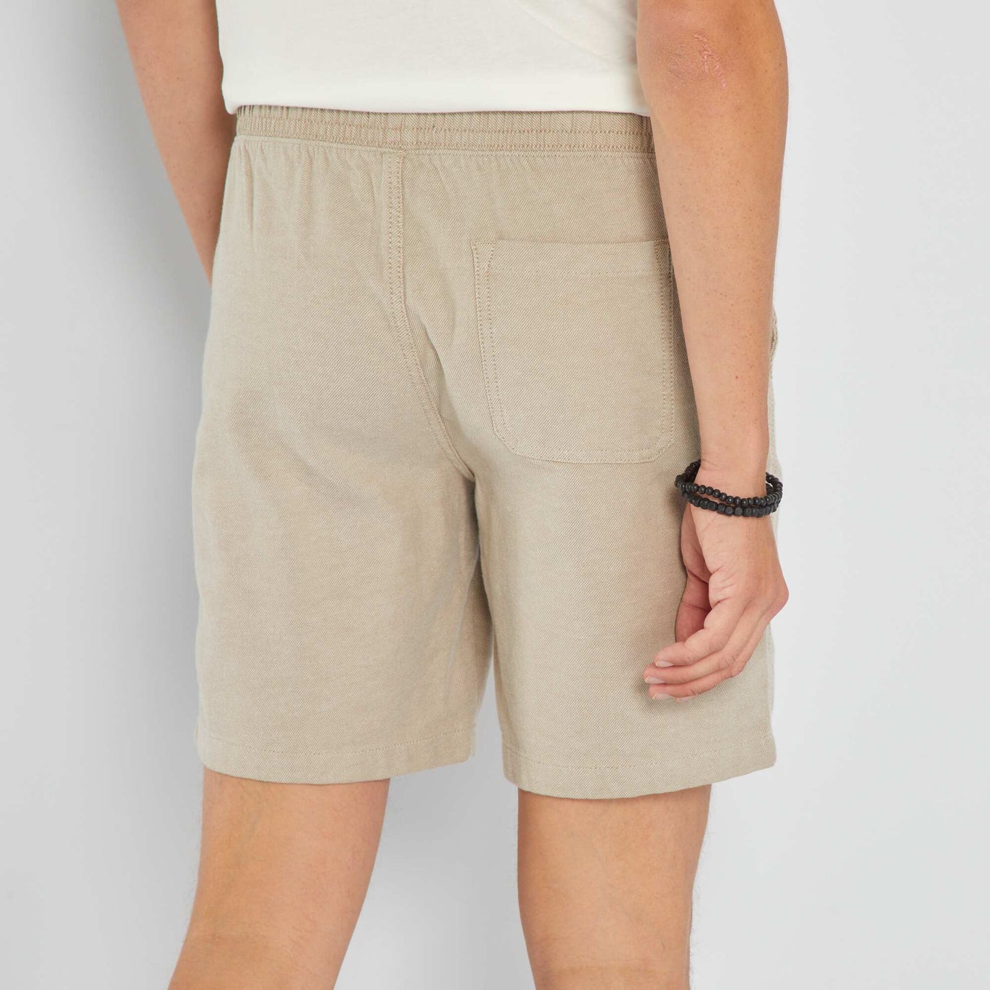 Plain Bermuda shorts with elasticated waist BEIGE SW