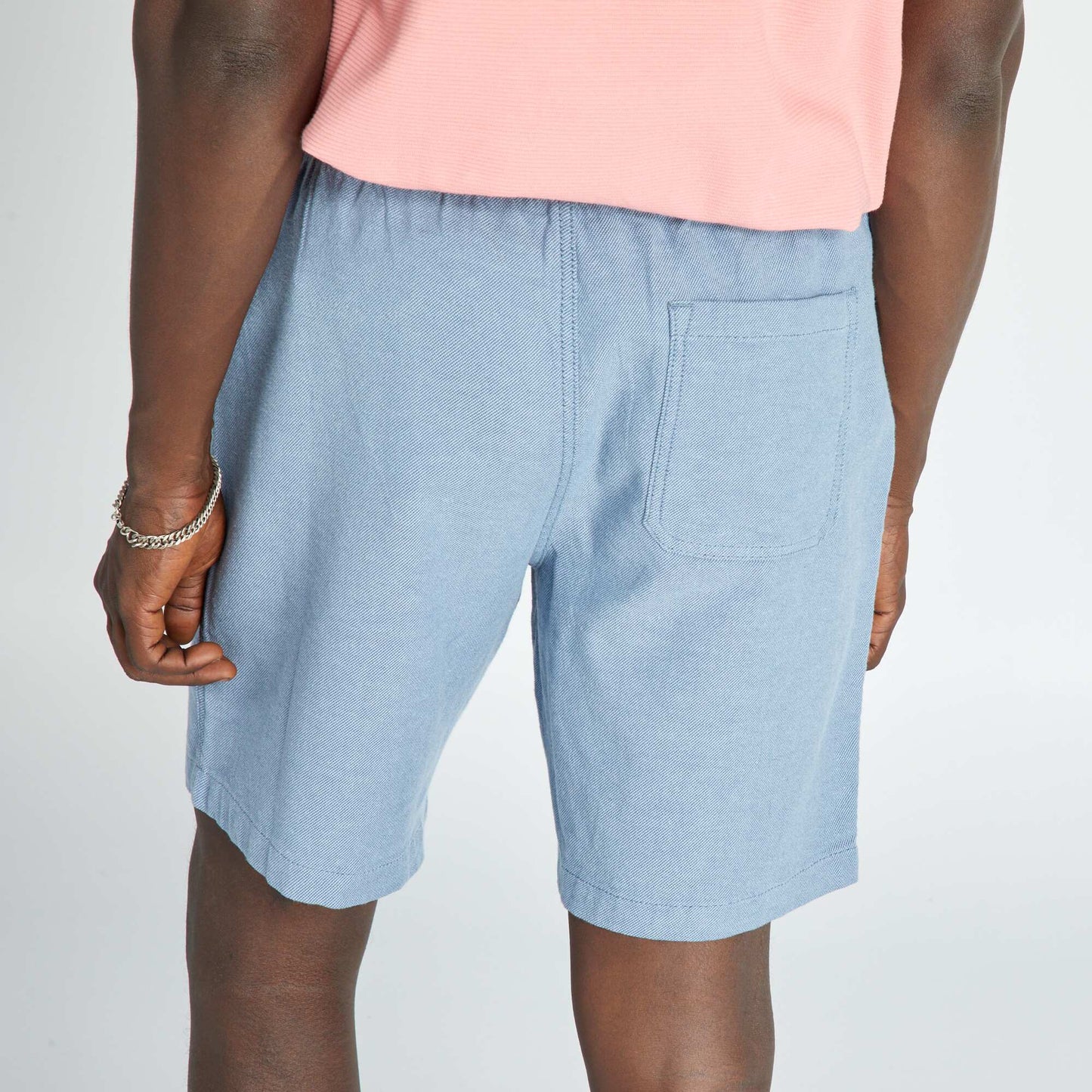 Plain Bermuda shorts with elasticated waist BERIN BLUE