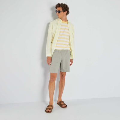 Plain Bermuda shorts with elasticated waist GREEN SHADE