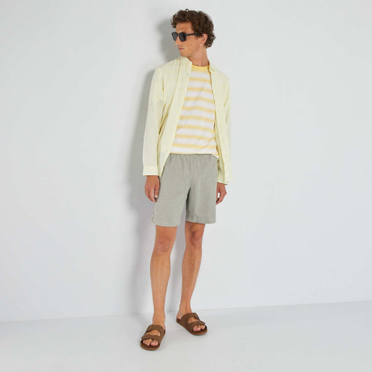 Plain Bermuda shorts with elasticated waist GREEN SHADE