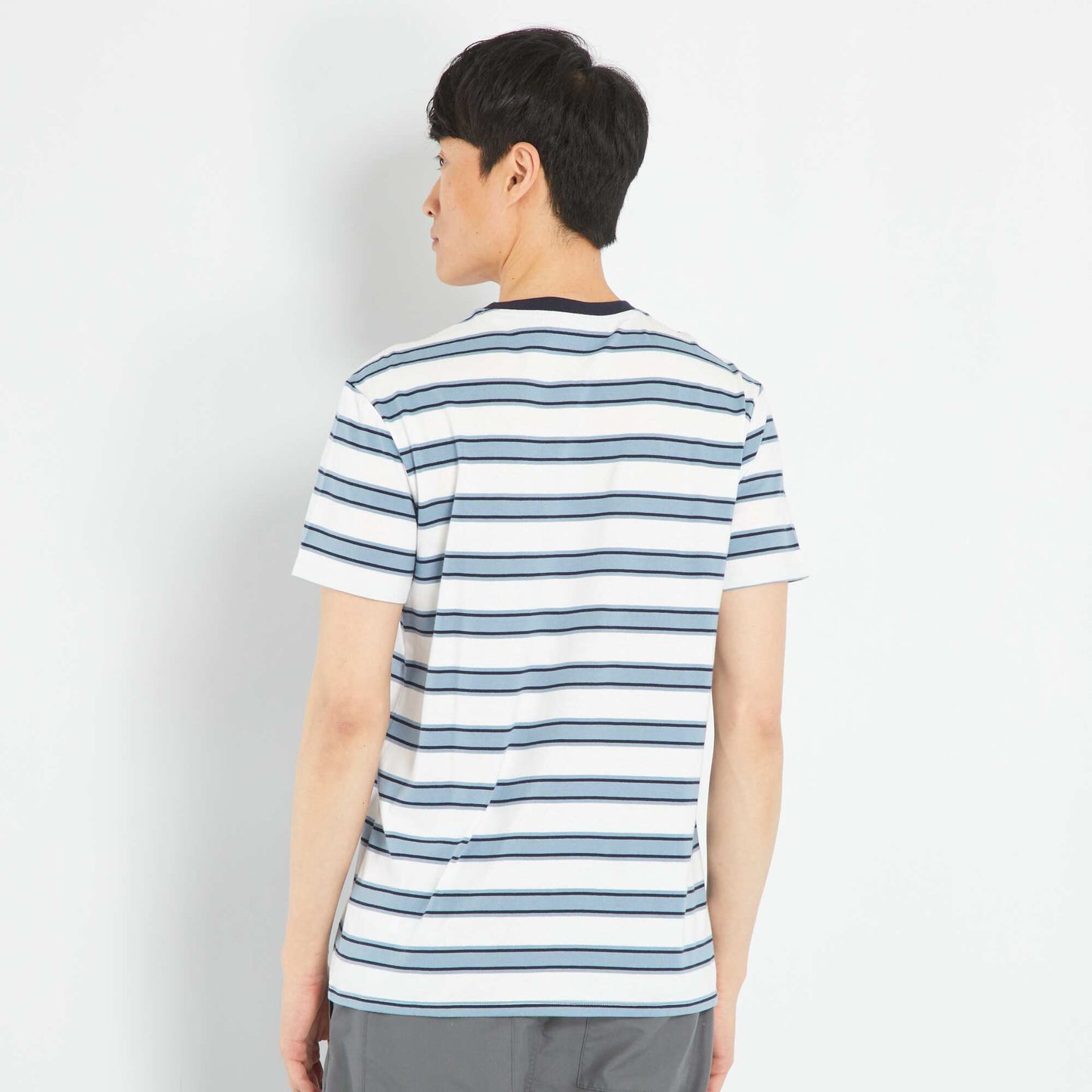 Striped jersey T-shirt denim blue