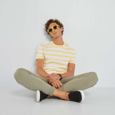 Striped jersey T-shirt gold yellow