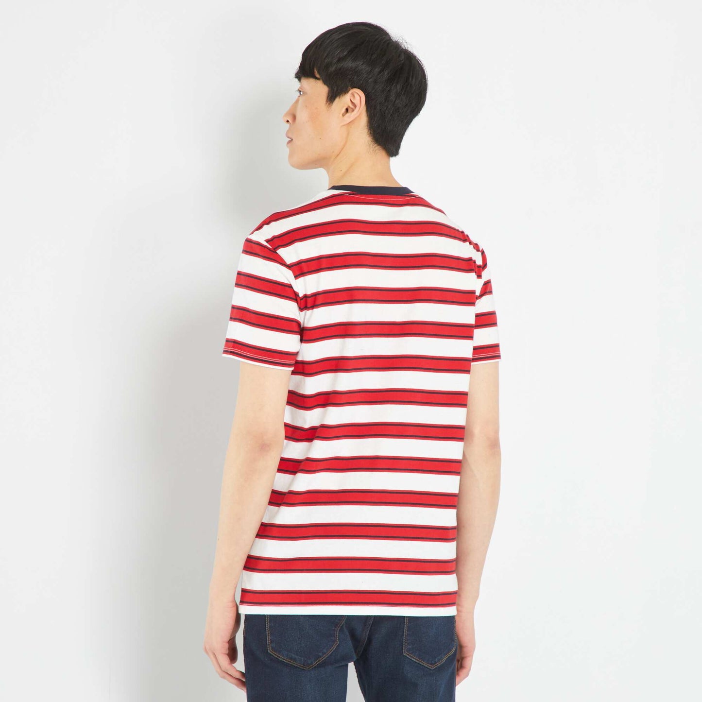 Striped jersey T-shirt RED