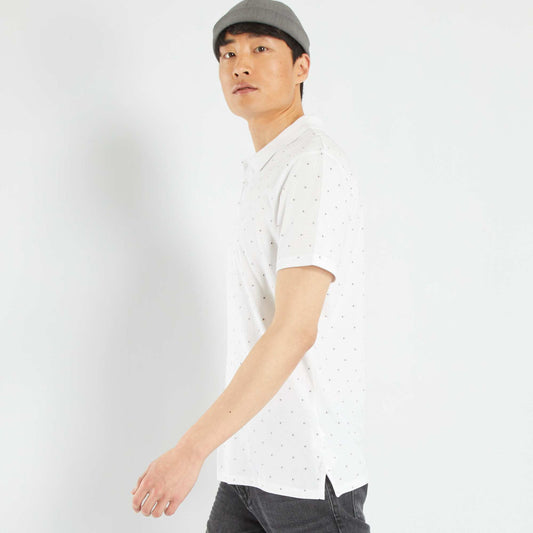 Short-sleeved printed polo shirt WHITE