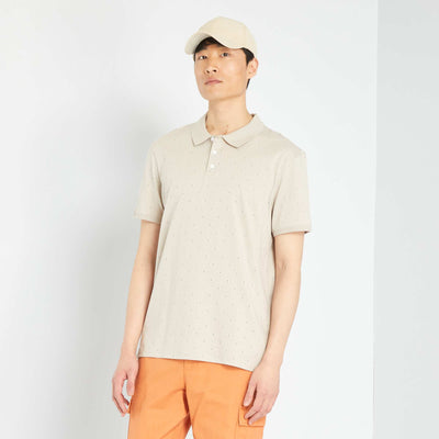 Short-sleeved printed polo shirt GREY