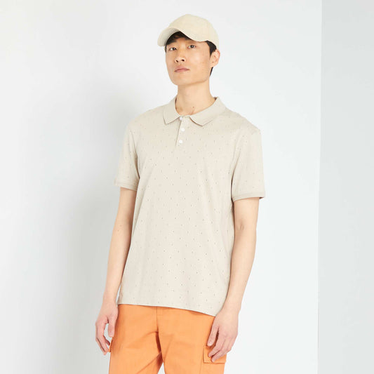 Short-sleeved printed polo shirt GREY