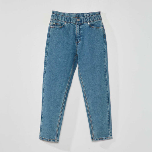 Paperbag mom jeans - 5 pockets BLUE