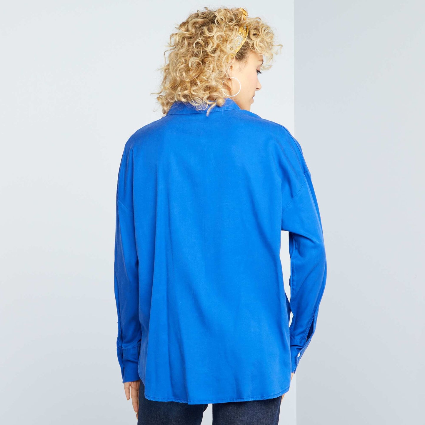 Plain long-sleeved shirt blue